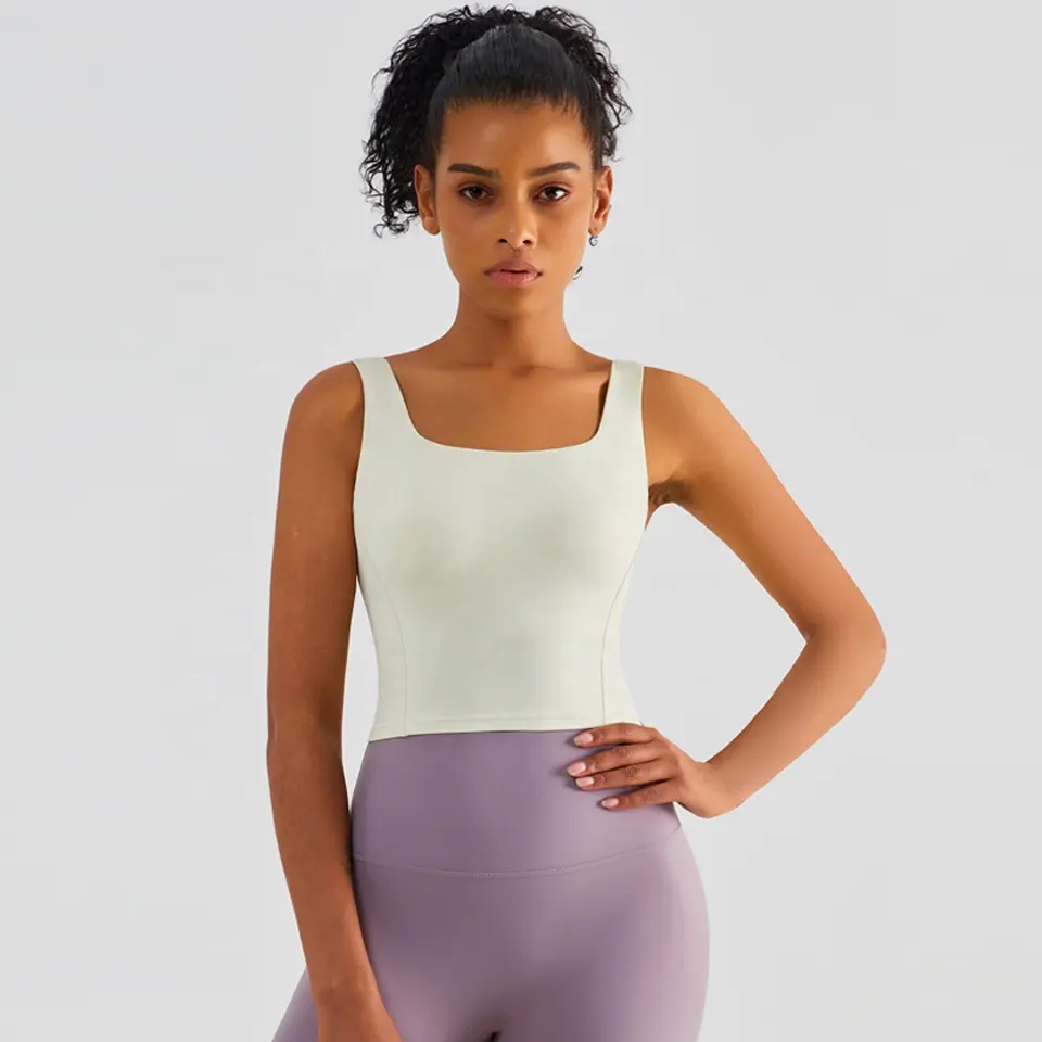 Bra olahraga wanita dengan bantalan tetap, Bra kupu-kupu lembut penyokong tinggi seksi tali lebar Fitness Yoga untuk wanita Gym Crop Tank top