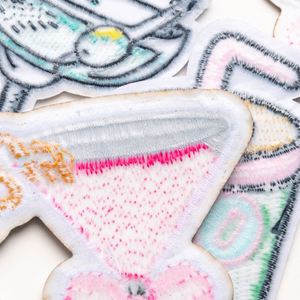 New Hot Iron on Sliver Glitter Edge Embroidered Tall Cup Summer <b>Drink</b> Red Wine Cup Patch for <b>Hat</b> Bag Decoration - Product Image 3