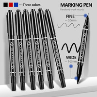 Marqueur d'art exclusif double-pointe ultra-fin à base d'huile, 3 couleurs, noir, permanent, pour plastique, papier et dessin logistique