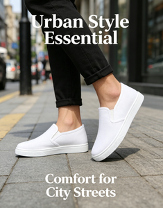 White Canvas Slip On Sneakers Breathable Casual Vulcanized Shoes Round Toe Low <b>Top</b> <b>Walking</b> Footwear - Product Image 6