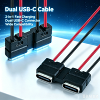 Connecteur USB-C double parallèle LN-02, prise TYPE-C, charge 2 câbles