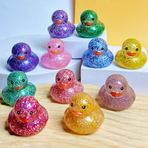 Canards en caoutchouc pailletés, lot de 6 couleurs assorties, cadeaux de bain, jouets anti-stress pour bébés et enfants, pour les fêtes prénatales et la piscine estivale - Product Image 1