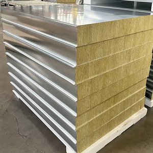 Panneau sandwich en laine de roche en acier inoxydable 304, imperméable et ignifuge, <span class=keywords><strong>pour</strong></span> toiture, mur extérieur, salle blanche (éco-responsable) - Product Image 2