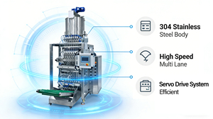 Máquina Automática <span class=keywords><strong>de</strong></span> Llenado y Empaquetado <span class=keywords><strong>de</strong></span> Sobres <span class=keywords><strong>de</strong></span> Forma Irregular para Líquidos y Geles, <span class=keywords><strong>de</strong></span> 2 a 18 Carriles, Máquina Multicarril para Empaquetado <span class=keywords><strong>de</strong></span> Barras Energéticas - Product Image 5