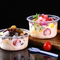 Boîte d'emballage ronde pour dessert au taro, compatible micro-ondes, avec couvercle, pour salade de fruits et gelée, récipient alimentaire