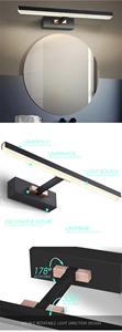 Lámpara de Pared LED COMBO, Aleación de Aluminio Negra, Rectangular, Control por Sensor, 5000K Luz Diurna, Diseño Minimalista para Baño, Montaje en Superficie - Product Image 5