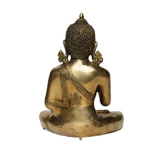 Escultura Tradicional India de Buda en Latón, Bañada en Oro, Diseño Antiguo/Moderno para Energía Positiva y Mindfulness, Envío a Todo el Mundo - Product Image 3
