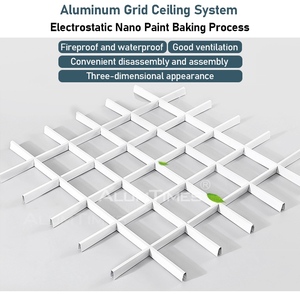 Grille en aluminium <span class=keywords><strong>de</strong></span> luxe CE Factory Open Cell, grille métallique ignifuge et imperméable, plafond suspendu au design moderne pour centre commercial extérieur - Product Image 2