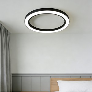 Lámpara Colgante de Aluminio con Anillo LED Redondo Negro para Oficina, Tienda, Vestíbulo, Iluminación de Una Sola Cabeza E26 con Interruptor - Product Image 2