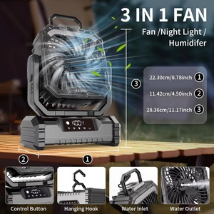 Ventilateur de bureau portable personnalisé 20000mAh avec lumière LED, rechargeable USB, pulvérisation d'eau, refroidissement rapide et contrôle tactile pour la maison - Product Image 3
