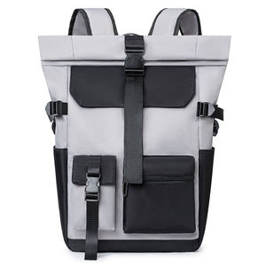 Sac à dos d'école pour étudiants, gris personnalisé, élégant, imperméable, sac à dos pour ordinateur portable antichoc, grand sac à dos d'école - Product Image 1