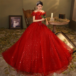 Vestido <span class=keywords><strong>de</strong></span> Noche y <span class=keywords><strong>Fiesta</strong></span> Feishiluo para Mujer, Rojo, Lujo Brillante, <span class=keywords><strong>de</strong></span> Encaje, Largo hasta el Suelo, Barato, para <span class=keywords><strong>Boda</strong></span> y Graduación - Product Image 4