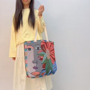 Bolso de Mano de Compras de Moda de Tailandia y Birmania, Estilo Étnico, Gran Capacidad, Tela Jacquard, Bolso de Playa - Product Image 5