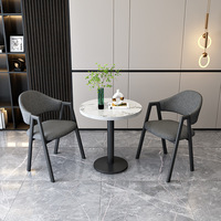 Mobilier de Salle à Manger Moderne de Luxe Blanc Noir Simple pour Café, Ensemble Table Céramique Marbre 2 Places