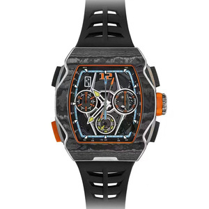 Montre-bracelet mécanique automatique pour homme, nouvelle tendance, de haute qualité, squelette mécanique, chronographe en fibre de carbone TPT, tachymètre 6501 - Product Image 1