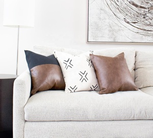 Funda de cojín de cuero para decoración del hogar, cubierta de almohada rectangular negra hecha a mano, LPR-0046 - Product Image 2