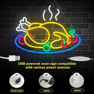 Grilled Chicken Letreros Neon LED dimmable USB powered ambient <b>light</b> store <b>window</b> decoration <b>light</b> street indicator <b>light</b> 5v - Product Image 2