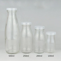 Bouteille en verre transparente avec bouchon pour jus, café infusé à froid, boissons, vin, lait, eau – 200ml, 250ml, 300ml, 500ml, 1000ml