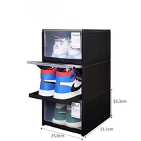 Boîte à chaussures à tiroir coulissant, en plastique transparent, armoire à chaussures, finition empilable, boîtes de rangement à rabat, étagère à chaussures