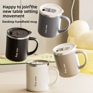 Japanese Style 304 Stainless Steel Double Wall Mug <b>Push</b> Lid Coffee Milk Cup Creative Water Cup for Gift - Product Image 3