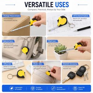 Cinta Métrica Portátil Mini de Acero con Logotipo Personalizado, Regalo Promocional, con Carcasa de ABS Moldeada en TPR, 1M, con Llavero - Product Image 6