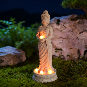 Statue de <span class=keywords><strong>Bouddha</strong></span> souriant transfrontalière, ornements de <span class=keywords><strong>jardin</strong></span> <span class=keywords><strong>zen</strong></span> chinois, lampe de <span class=keywords><strong>jardin</strong></span> solaire extérieure étanche <span class=keywords><strong>pour</strong></span> le jardinage - Product Image 2