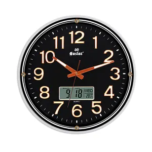 ขายส่ง นาฬิกา vintage amazon-17.5นิ้วรอบห้องนั่งเล่นจอแอลซีดีปฏิทิน3D ดิจิตอลที่มีอุณหภูมิและความชื้นแสดงนาฬิกาแขวนพลาสติก