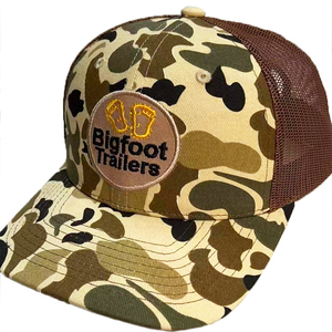 Logotipo de parche de cuero personalizado de calidad Premium de la vieja escuela 6 paneles 112 estilo Retro Camo Snapback malla bordado Logo gorras de camionero sombrero - Product Image 5