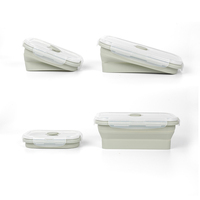 Boîte à lunch japonaise pliable en silicone écologique avec compartiments chauffables, couvercle en PP, grande capacité, stockage alimentaire durable