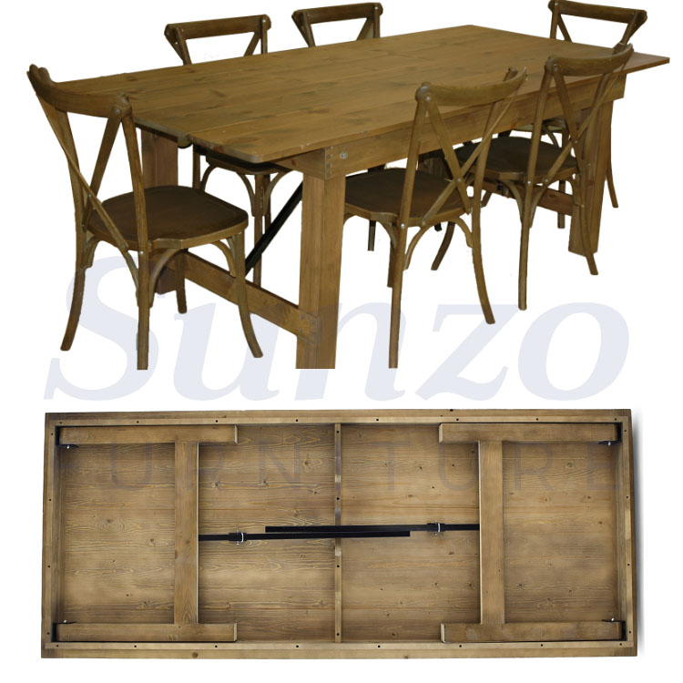 Винтажный обеденный стол в деревенском стиле из французской сосновой древесины