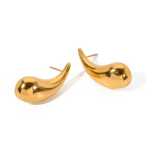 J&D18K Real Gold Plated Stainless Steel Fashion Jewelry Earrings Women Tear Drop Water Fall Earring