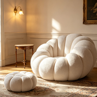 Vente directe d'usine, pouf moderne en sherpa blanc confortable, tabouret de salon, fauteuil de détente pour salon, hôtel, appartement