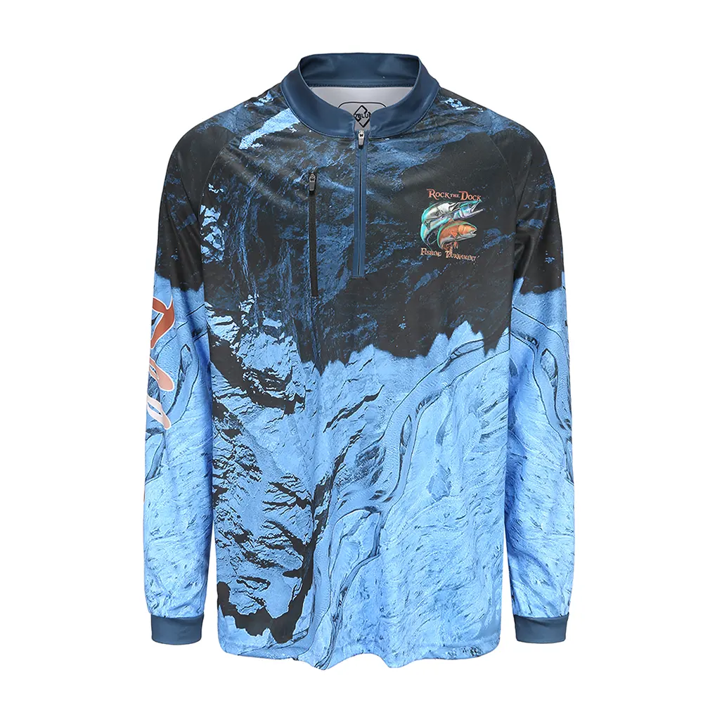 Camisas de rendimiento ropa de pesca de manga larga camisa de pesca Anti uv hecha a medida UPF 50 + camisas de pesca para hombre