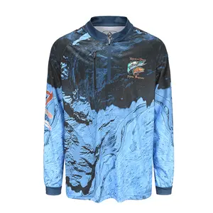Magliette Performance abbigliamento da pesca a maniche lunghe camicia da pesca anti uv custom made upf 50 + camicie da pesca da uomo