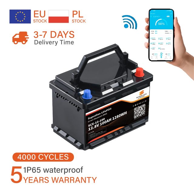 Factory Direct 12V 100Ah LiFePO4 Lithium Battery for RV & Solar Storage, Built-in Bluetooth & Smart BMS, 5-Year Warranty