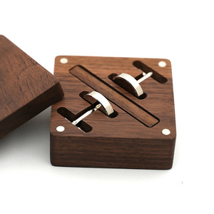 Scatola in Legno Massello di Noce Nero per <span class=keywords><strong>Gemelli</strong></span> e Fermacravatte, Set Regalo per Uomo, Ideale per Viaggi, Anniversari e Compleanni - Product Image 2