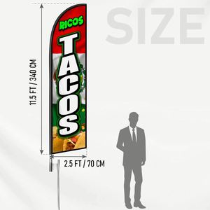 2.5*11.5 FT TACOS RICOS High Quality Custom Feather <b>Flags</b> Beach <b>Flag</b> for Beach Party and Advertising Promotions - Product Image 2