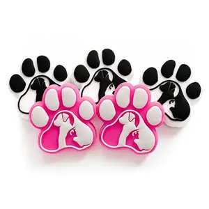 2024 In Bulk Dog Paw Printed Silicone Focal Bead Charms For Bracelets Bulk Beads And Charms Focal Pens Made Bijuterias