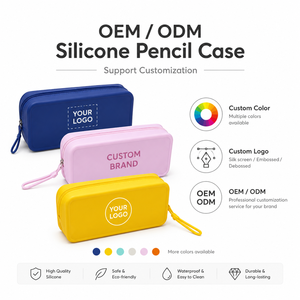Étui à crayons en silicone minimaliste, imperméable, grande capacité, sac de papeterie portable, trousse à maquillage, étui à crayons pour l'école et le bureau - Product Image 5