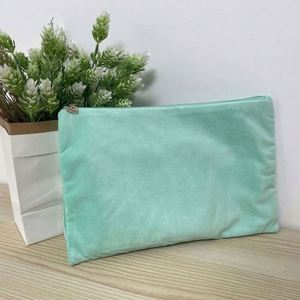 Wholesale Eco Blank <b>Plain</b> Customized Printed Logo Green Reusable Travel Velvet Cosmetic Makeup Bag for Women - Product Image 1