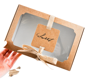 Boîtes à gâteaux en carton ondulé personnalisées avec fenêtres, boîtes souples pour l'emballage alimentaire, matériaux recyclés, lamination mate, doublure en éponge, boulangerie - Product Image 1