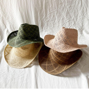 Wholesale Rolling Fashionable Beach <strong>Hat</strong> Hand Woven Large Brim Sunshade Men Women Summer Paper Straw Western <strong>Cowboy</strong> <strong>Hat</strong> - Product Image 1