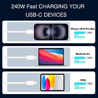 Lot de 4 câbles de charge USB-C de 90 cm, 240 W, 3 A, charge rapide PD, Type C vers C, cordon de données, plusieurs couleurs disponibles, prise en charge OEM