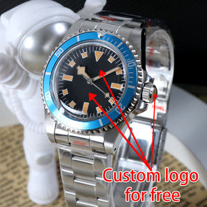 Montre MINUTETIME avec logo personnalisé NH35, luxe vintage, cadran NH35, aiguilles effet neige, mouvement automatique mécanique, étanche 10 BAR, acier, pour homme - Product Image 5