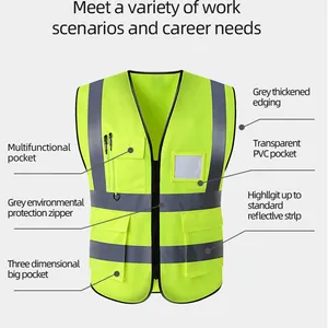 Haute visibilité sécurité moto gilet de sécurité réfléchissant vêtements de travail sûrs vêtements de travailleurs de l'assainissement pour la Construction de routes