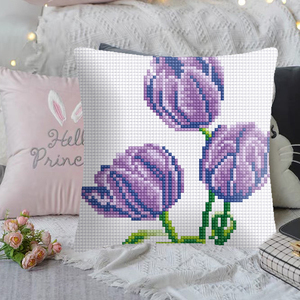 Kit per Cuscini Ricamati all'Ingrosso, Fiori di Tulipano Viola, Cuscino Ricamato in Lana, Dropshipping Fai-da-Te - Product Image 3