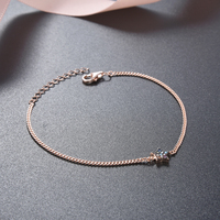 Bracelet à breloques étoile en argent 925 plaqué or 18 carats Longueur réglable Chaîne délicate Hypoallergénique Bijoux minimalistes Cadeau pour femme