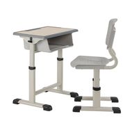 Ensemble bureau et chaise d'école réglables à manivelle, table d'étude avec dossier en maille respirante, mobilier ergonomique pour salle de classe