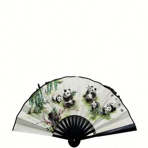 Abanico de mano de seda de doble cara estilo chino con diseño de panda tallado en bambú para decoración del hogar y festivales - Product Image 5