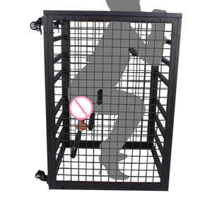 BDSM Slave Room Bondage Tools Metal <span class=keywords><strong>Dog</strong></span> Cage para juegos de rol y restricciones de castidad Productos sexuales para adultos con ruedas y accesorios de encuadernación - Product Image 3